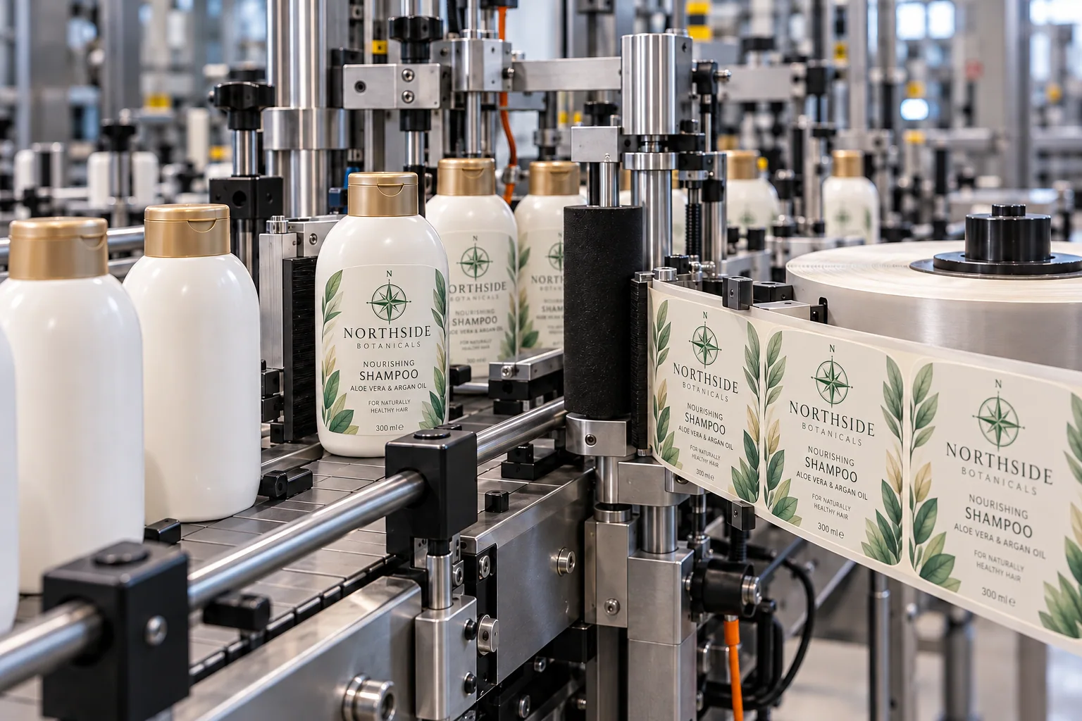 Illustrative range of bottles with different label designs