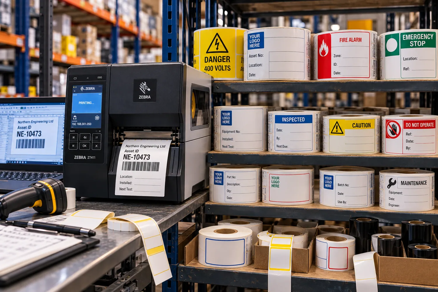 Illustrative warehouse & variable data label application